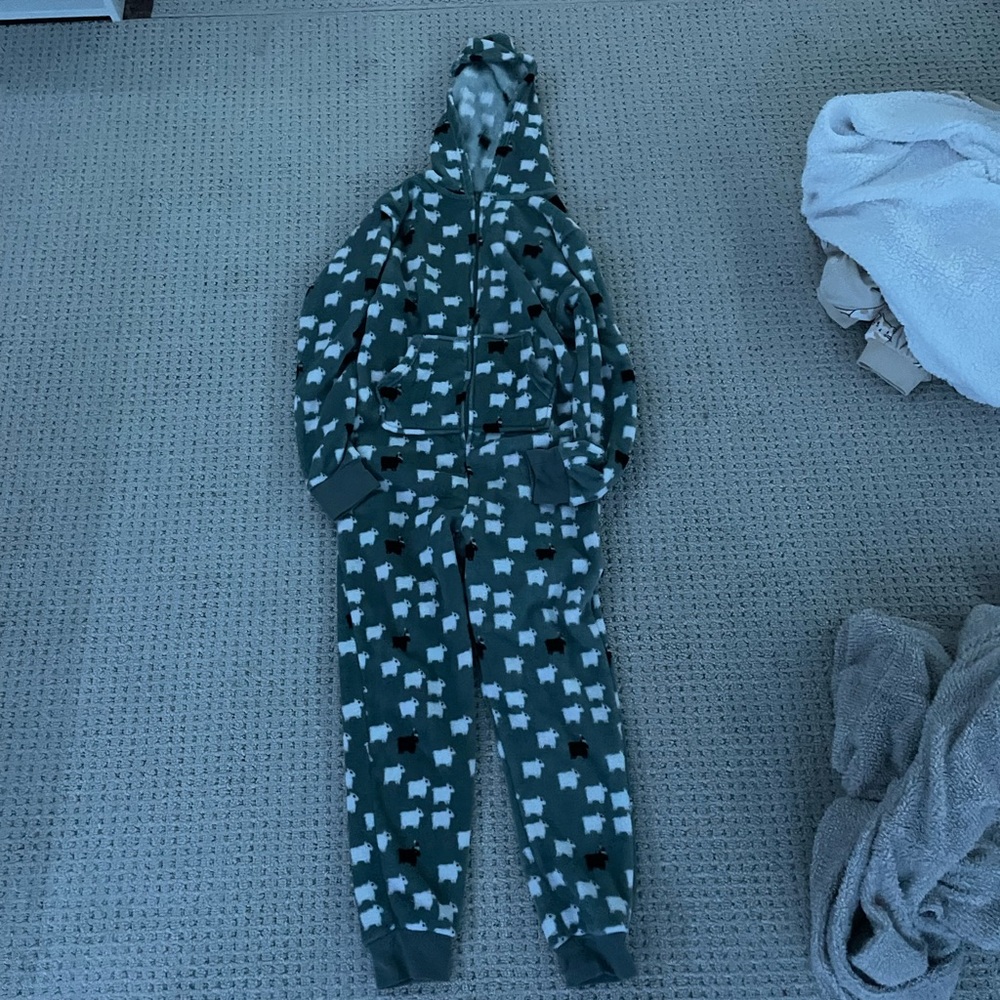 Forever 21 Gray and White Goat Fleece Onesie